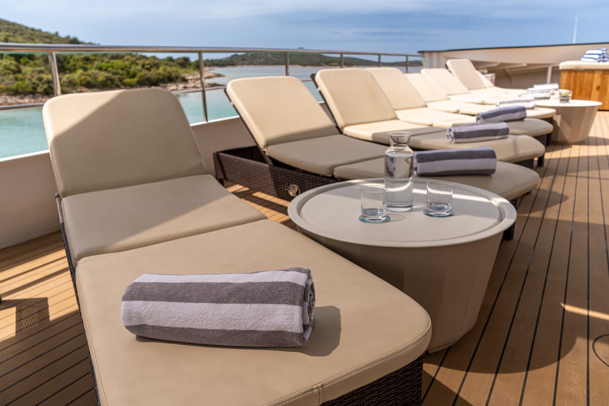 Deck of Karizma, a Gulet Motoryacht yacht at Split, Croatia
