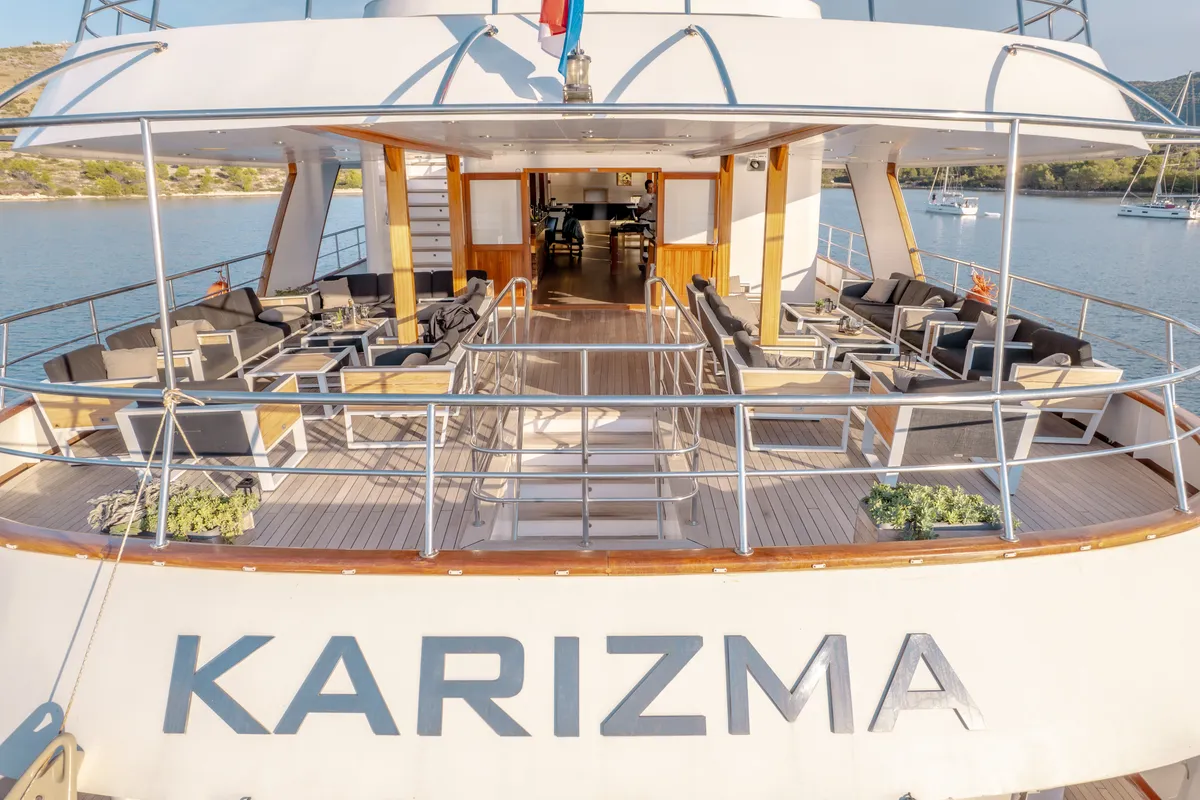 Deck of Karizma, a Gulet Motoryacht yacht at Split, Croatia