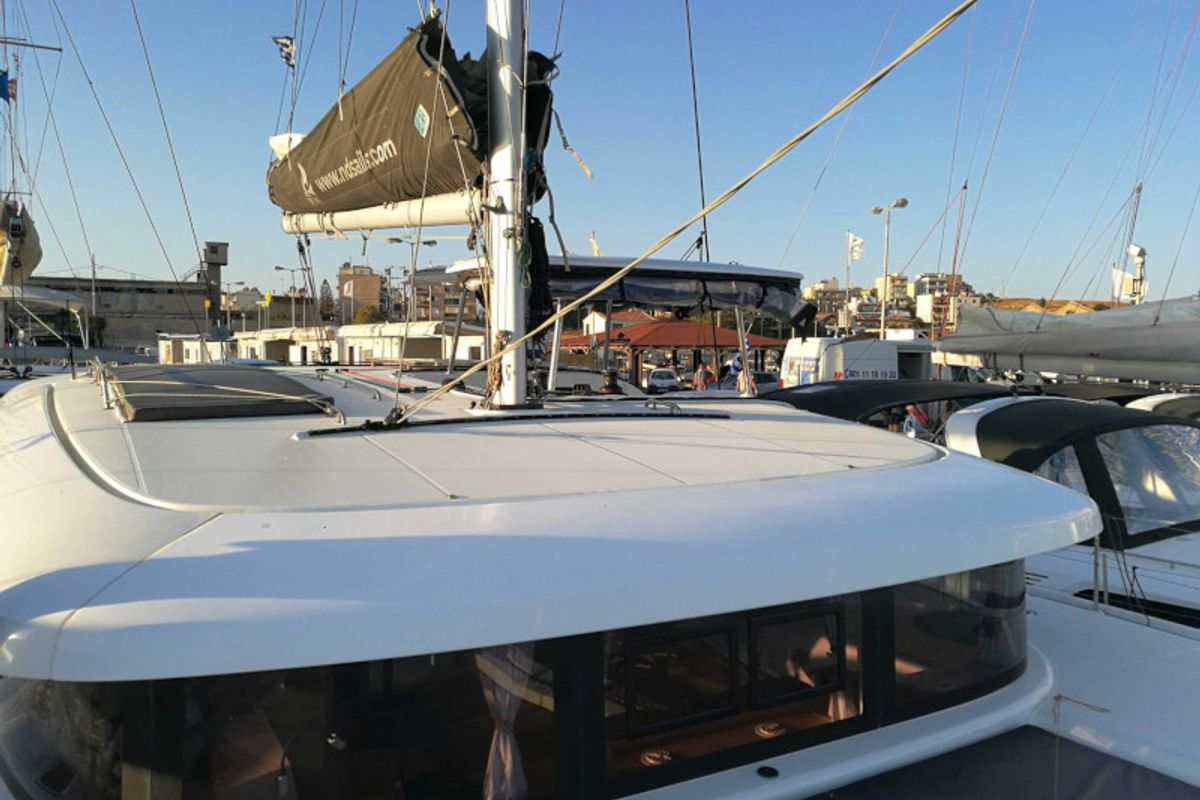 Exterior view of Fantasea, a Lagoon 42 catamaran at Lavreotiki Municipal Unit, Greece