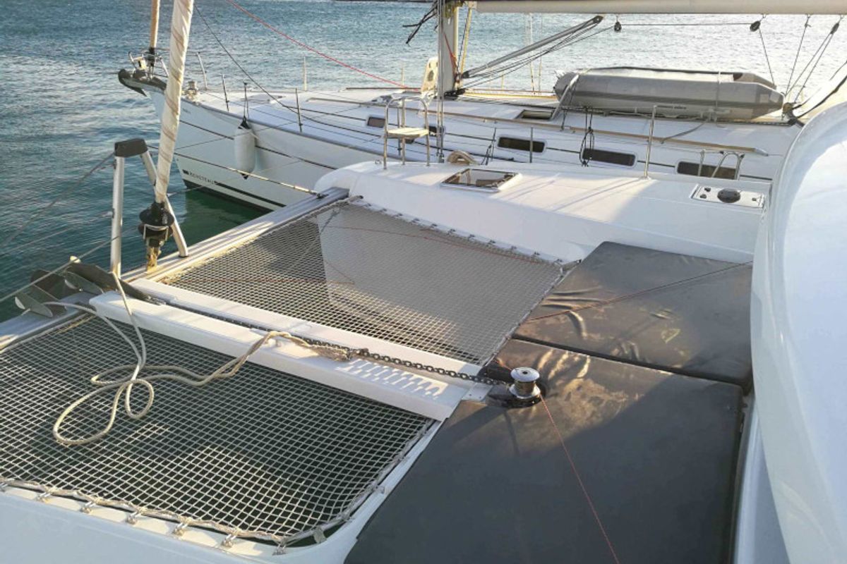 Deck of Fantasea, a Lagoon 42 catamaran at Lavreotiki Municipal Unit, Greece