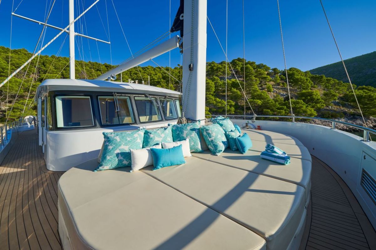 Deck of Omnia, a Custom Made Omnia sailboat at Split, Croatia