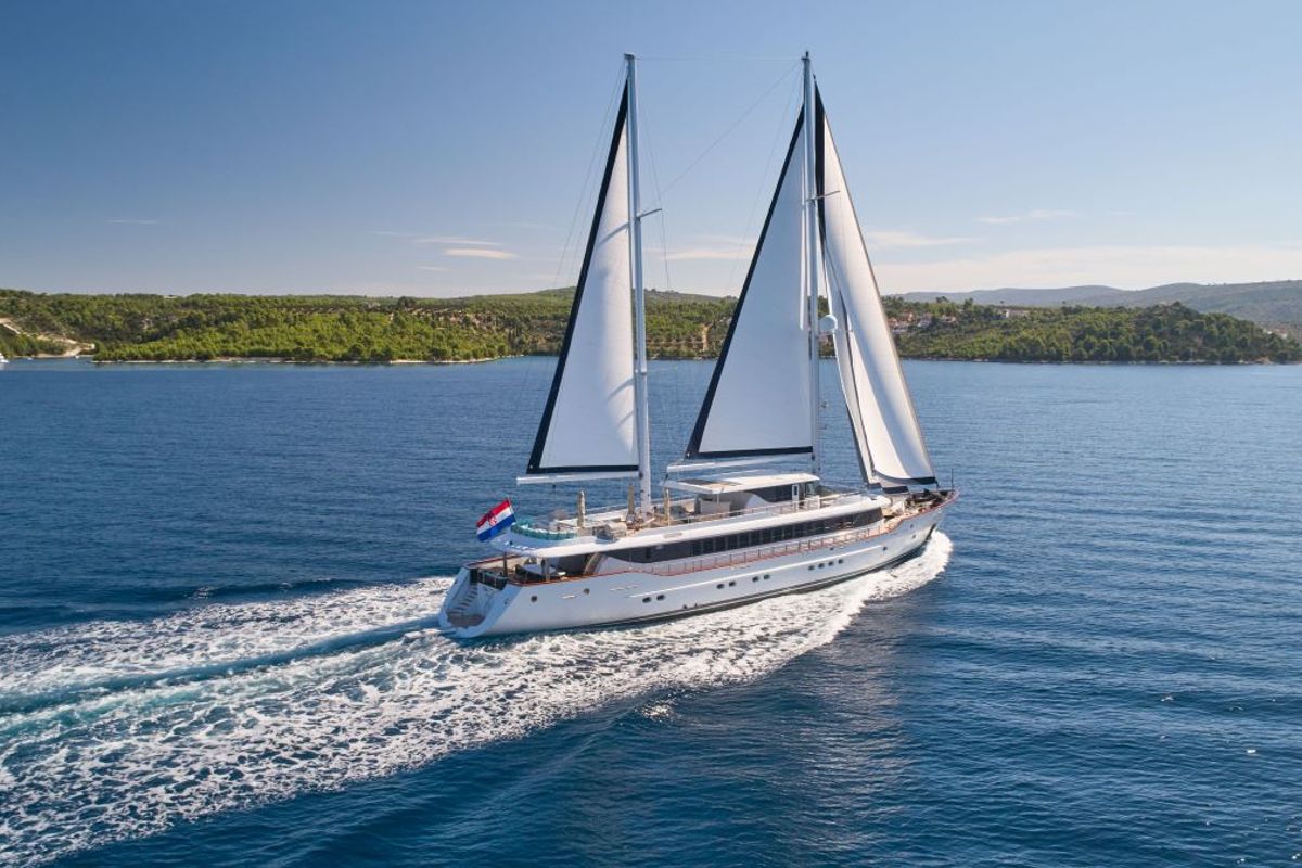 Exterior view of Omnia, a Custom Made Omnia sailboat at Split, Croatia