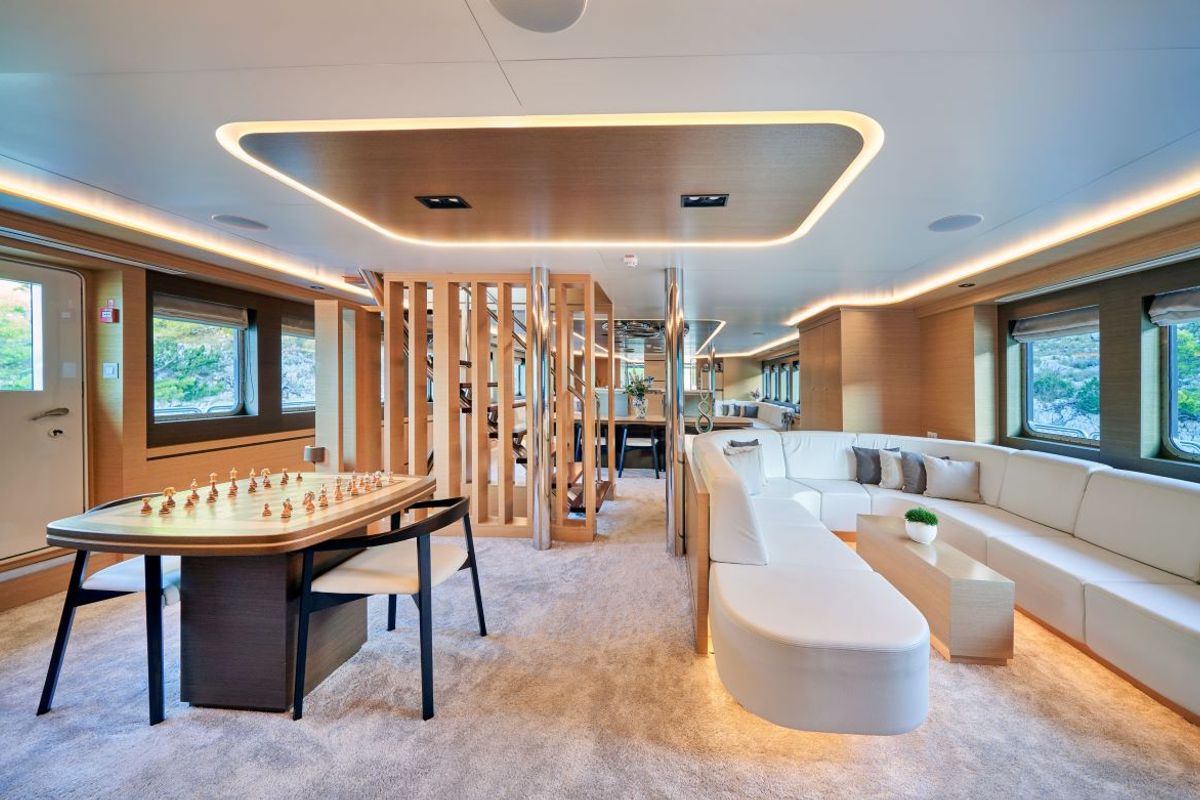 Salon of Omnia, a Custom Made Omnia sailboat at Split, Croatia