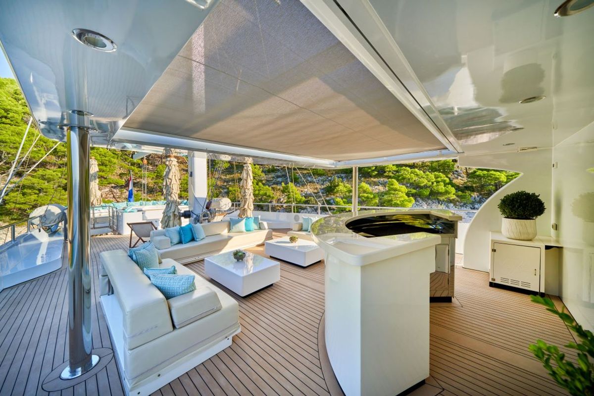 Deck of Omnia, a Custom Made Omnia sailboat at Split, Croatia