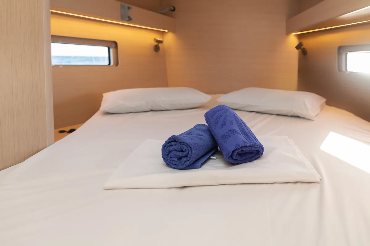 Cabin on Kos 40.7, a Beneteau Oceanis 40.1 sailboat at Municipal Unit of Lefkada, Greece