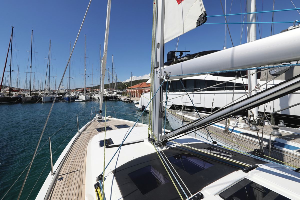 Salon of Kaos, a Dufour 44 sailboat at Grad Biograd na Moru, Croatia