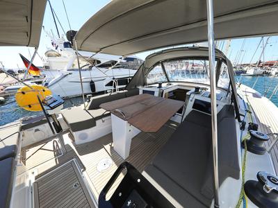 Cockpit of Kaos, a Dufour 44 sailboat at Grad Biograd na Moru, Croatia
