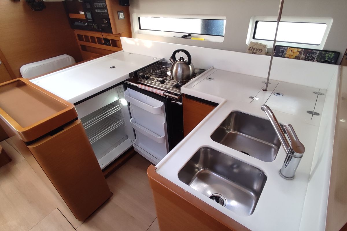 Galley of Erato, a Jeanneau Sun Odyssey 440 sailboat at Volos Municipality, Greece