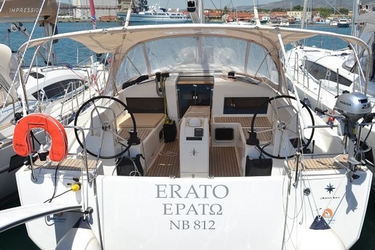 Exterior view of Erato, a Jeanneau Sun Odyssey 440 sailboat at Volos Municipality, Greece