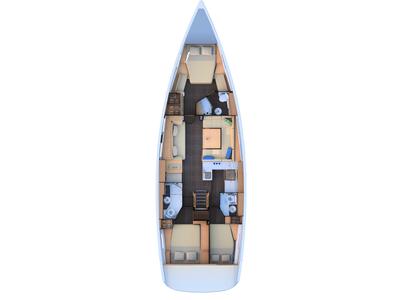 Deck of Sogno Di Mare, a Jeanneau 51 sailboat at Preveza, Greece