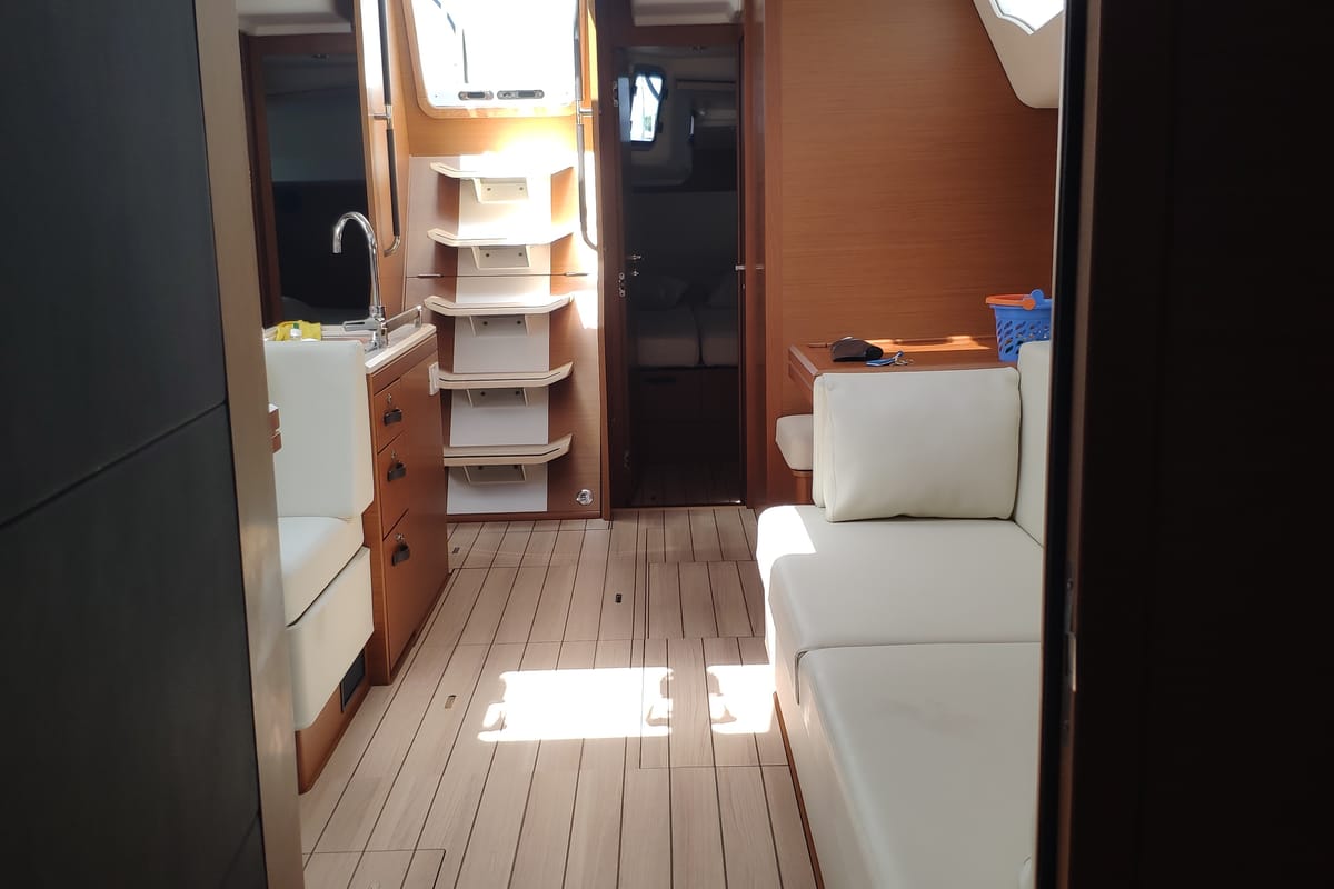 Salon of Sogno Di Mare, a Jeanneau 51 sailboat at Preveza, Greece