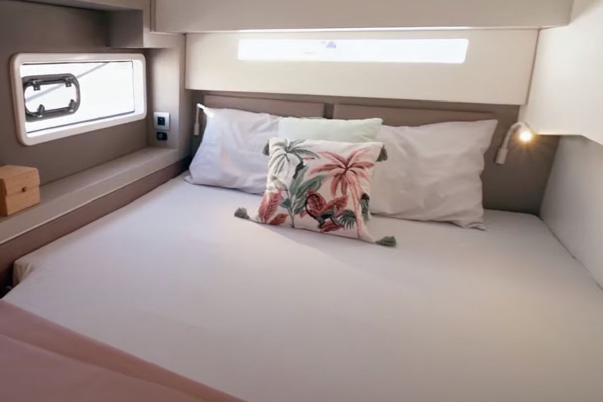Cabin on Persona Grata, a Bali 4.2 catamaran at Gouvia, Greece