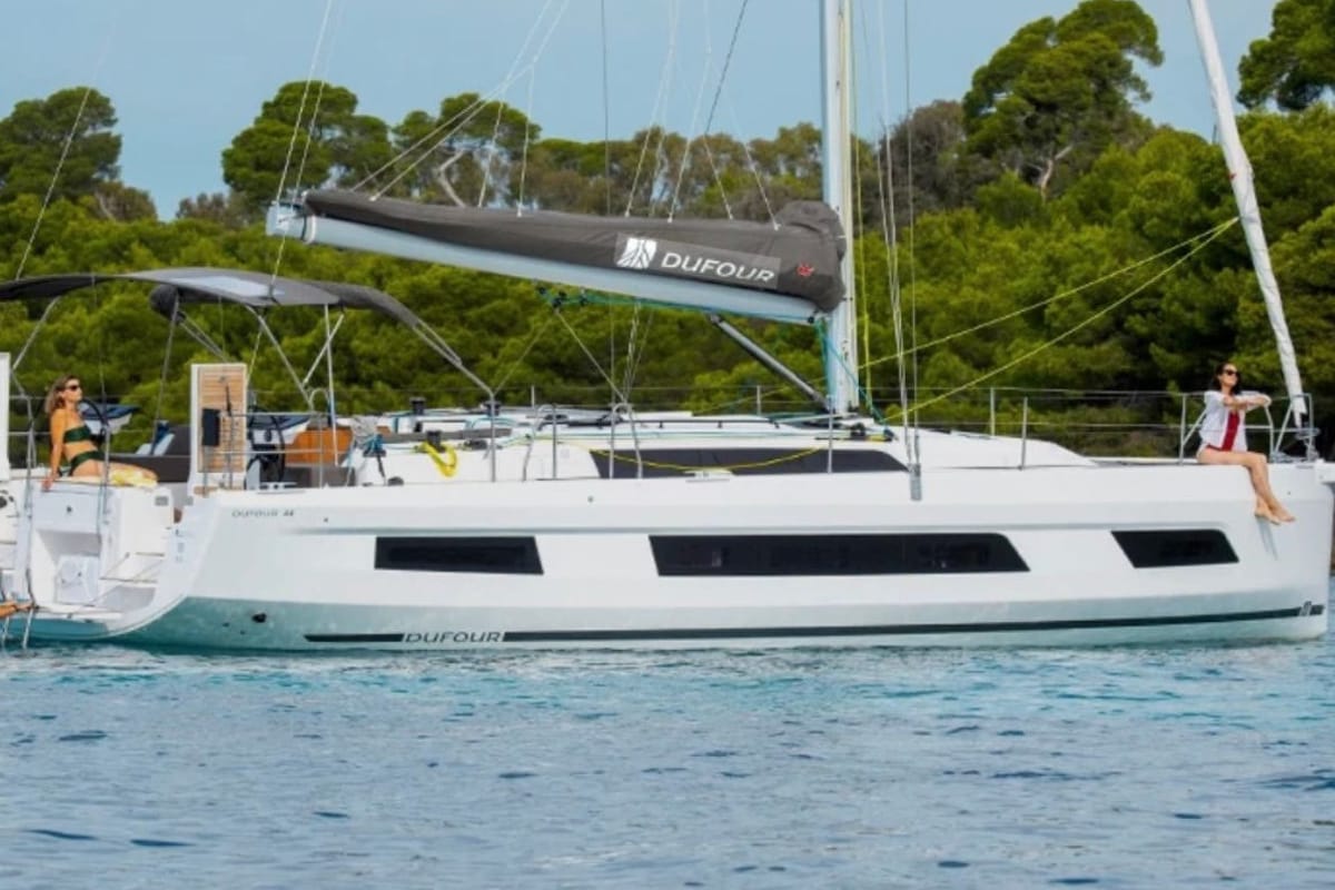 Exterior view of Amaco, a Dufour 44 sailboat at Palermo, Italy