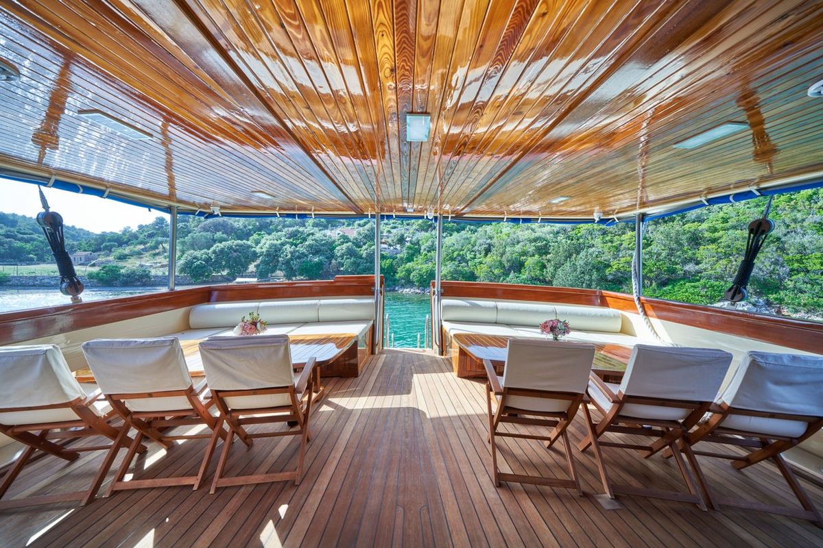 Deck of Tajna Mora, a Unknown Tajna Mora yacht at Split, Croatia