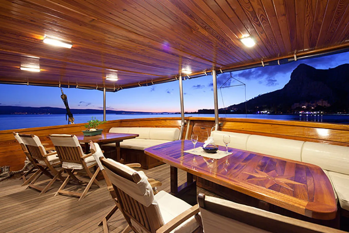 Deck of Tajna Mora, a Unknown Tajna Mora yacht at Split, Croatia