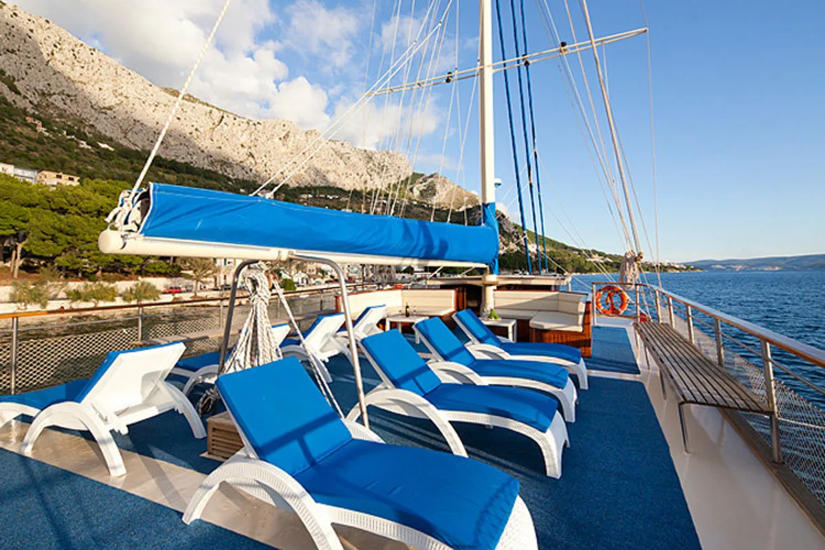 Deck of Tajna Mora, a Unknown Tajna Mora yacht at Split, Croatia