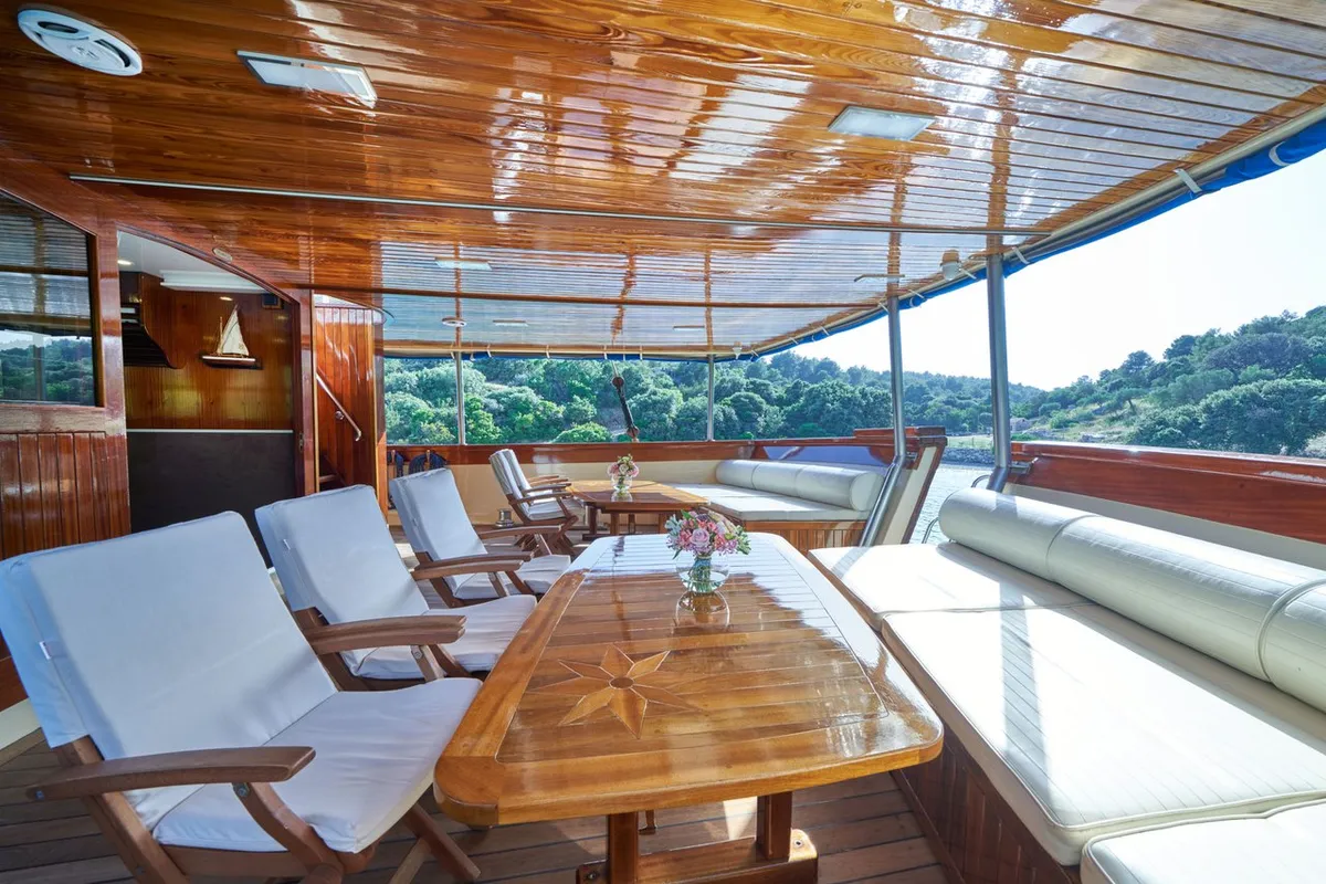 Deck of Tajna Mora, a Unknown Tajna Mora yacht at Split, Croatia
