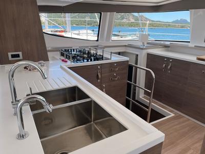 Galley of Freezer, a Bali 4.6 catamaran at Marsala, Italy