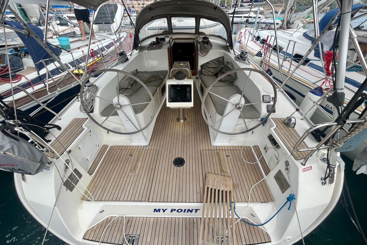 Cockpit of My Point, a Bavaria Cruiser 41 sailboat at Općina Marina, Croatia