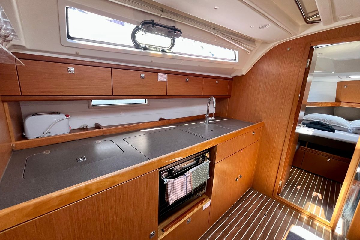Galley of My Point, a Bavaria Cruiser 41 sailboat at Općina Marina, Croatia
