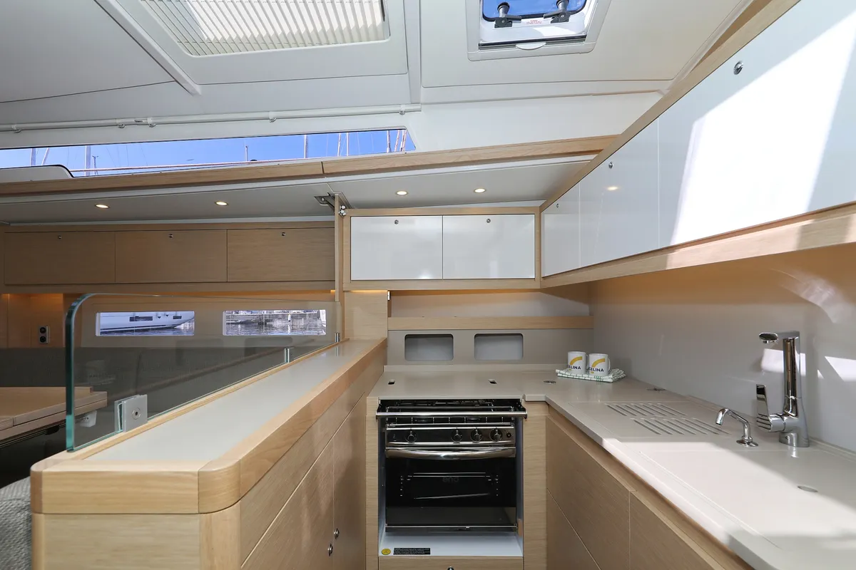 Galley of Graceful Dancer, a Dufour 530 sailboat at Grad Trogir, Croatia