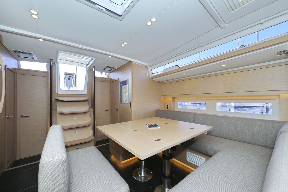 Salon of Graceful Dancer, a Dufour 530 sailboat at Grad Trogir, Croatia