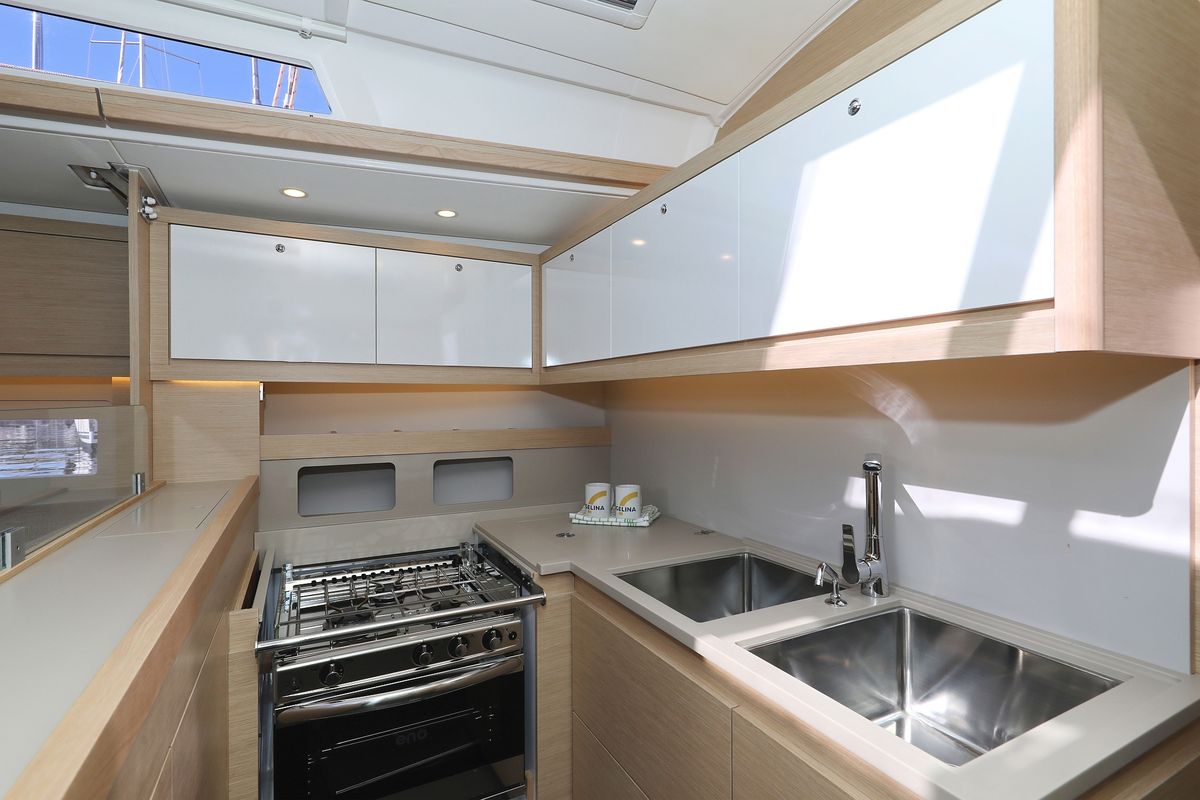 Galley of Graceful Dancer, a Dufour 530 sailboat at Grad Trogir, Croatia