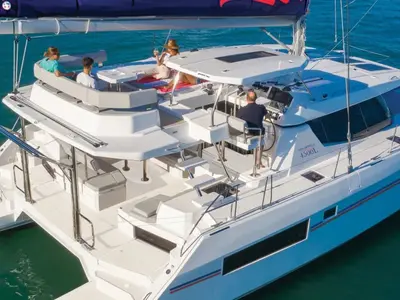 Deck of Moorings 4500L/10 Crewed, a Leopard 45 catamaran at Road Town, British Virgin Islands
