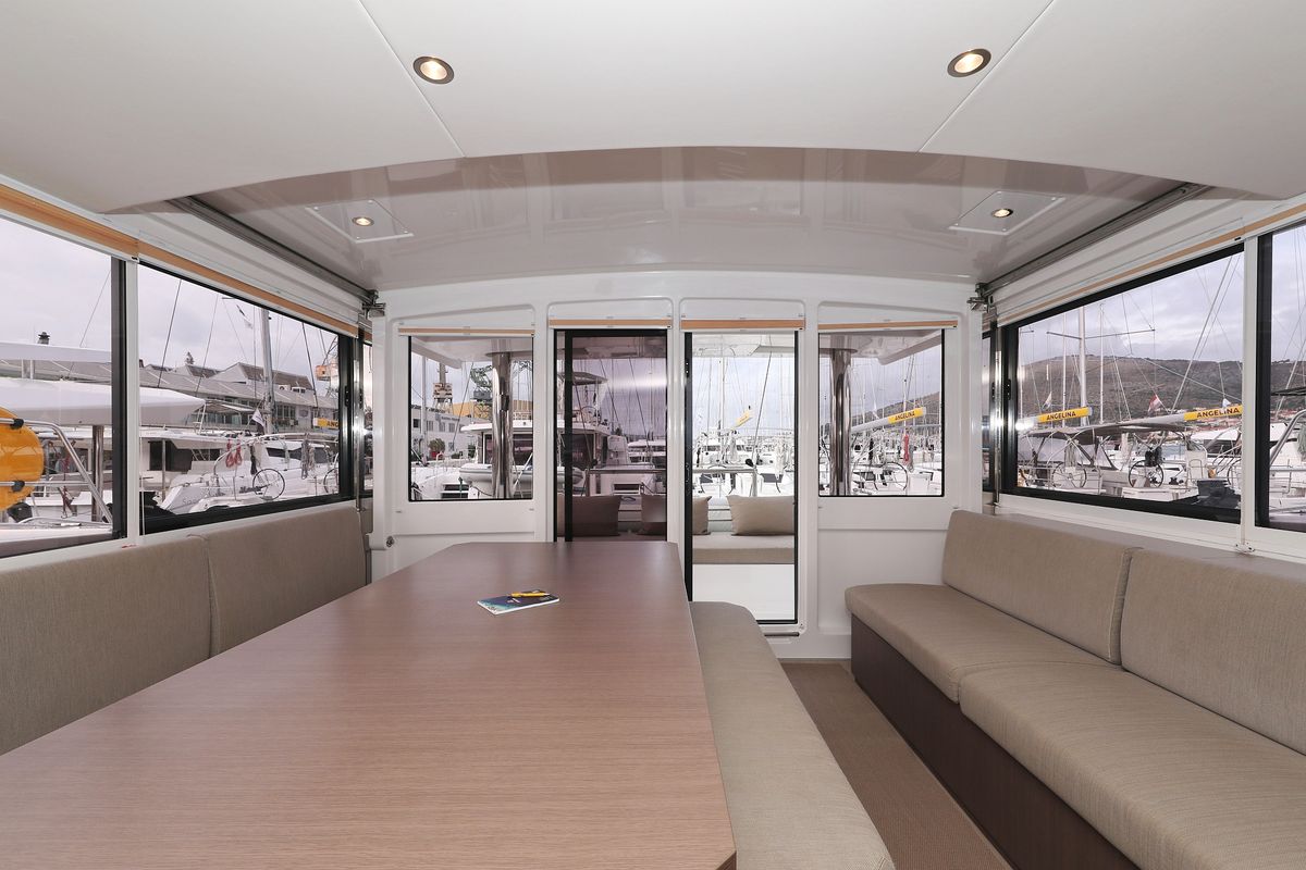 Salon of Titan, a Bali 4.8 catamaran at Grad Trogir, Croatia