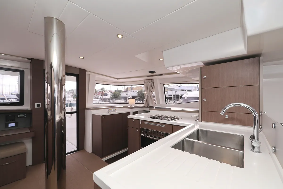 Galley of Titan, a Bali 4.8 catamaran at Grad Trogir, Croatia