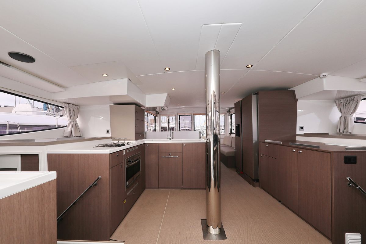 Galley of Titan, a Bali 4.8 catamaran at Grad Trogir, Croatia