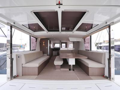 Salon of Titan, a Bali 4.8 catamaran at Grad Trogir, Croatia