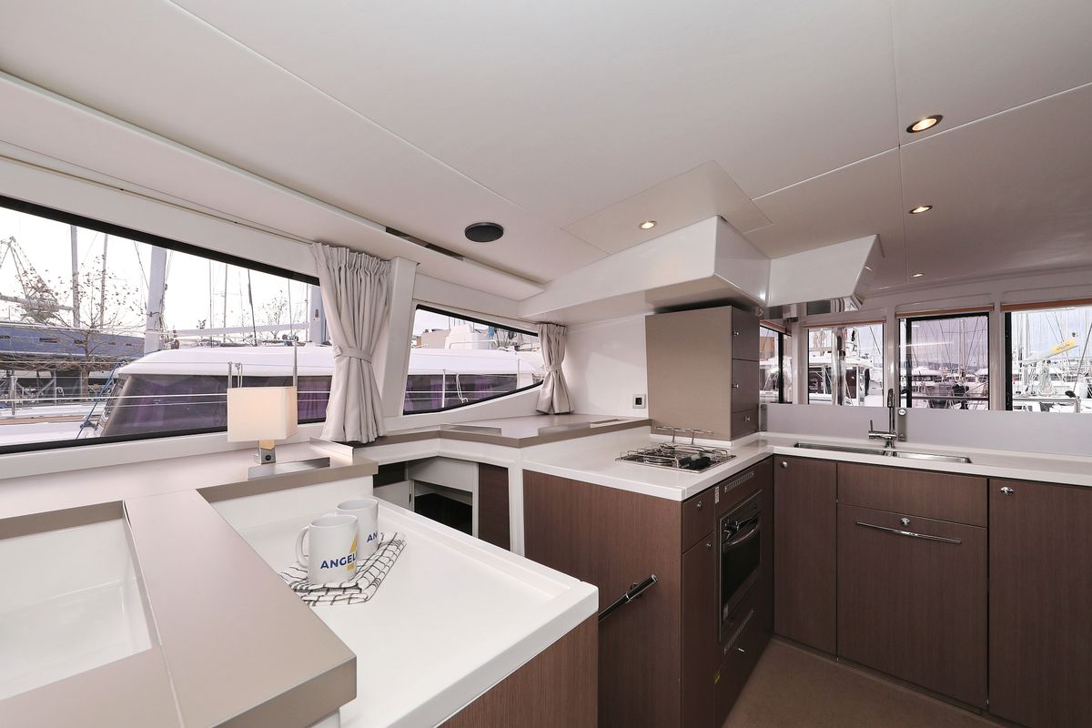 Galley of Titan, a Bali 4.8 catamaran at Grad Trogir, Croatia