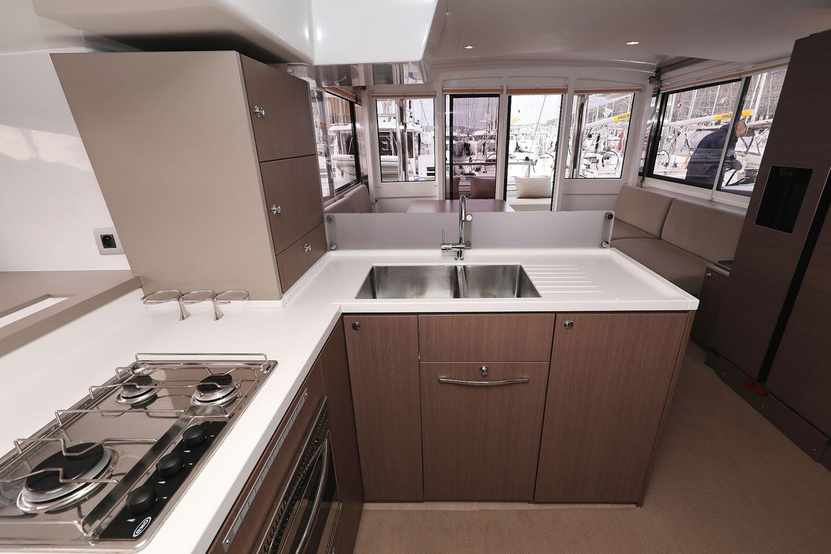Galley of Titan, a Bali 4.8 catamaran at Grad Trogir, Croatia