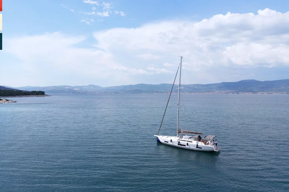 Exterior view of Pavana, a Dufour 470 sailboat at Općina Rogoznica, Croatia