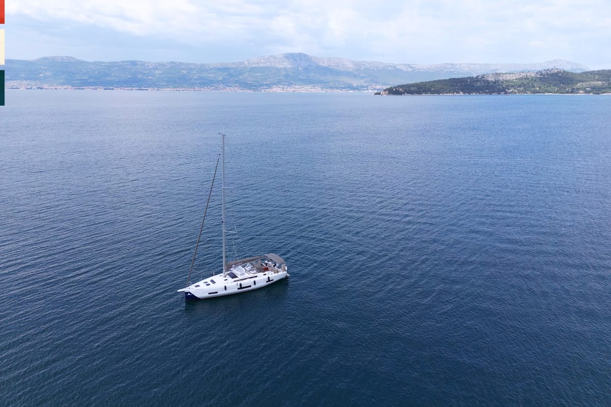Exterior view of Pavana, a Dufour 470 sailboat at Općina Rogoznica, Croatia