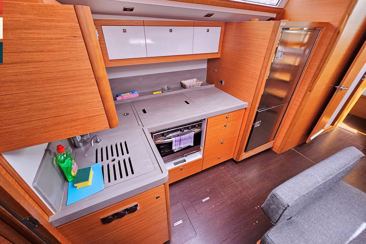 Galley of Pavana, a Dufour 470 sailboat at Općina Rogoznica, Croatia