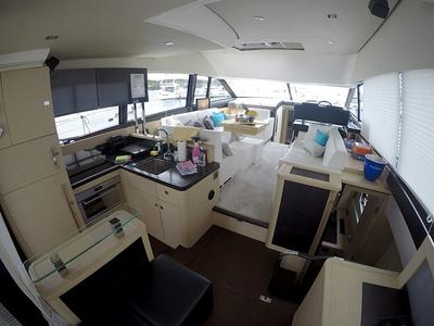 Galley of Serendipity, a Jeanneau Prestige 500 Fly yacht at Grad Šibenik, Croatia