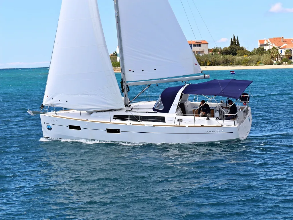 Exterior view of Aura, a Beneteau Oceanis 38.1 sailboat at Općina Sukošan, Croatia