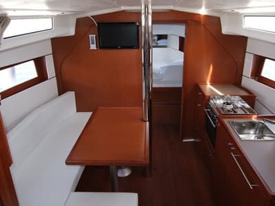 Salon of Aura, a Beneteau Oceanis 38.1 sailboat at Općina Sukošan, Croatia