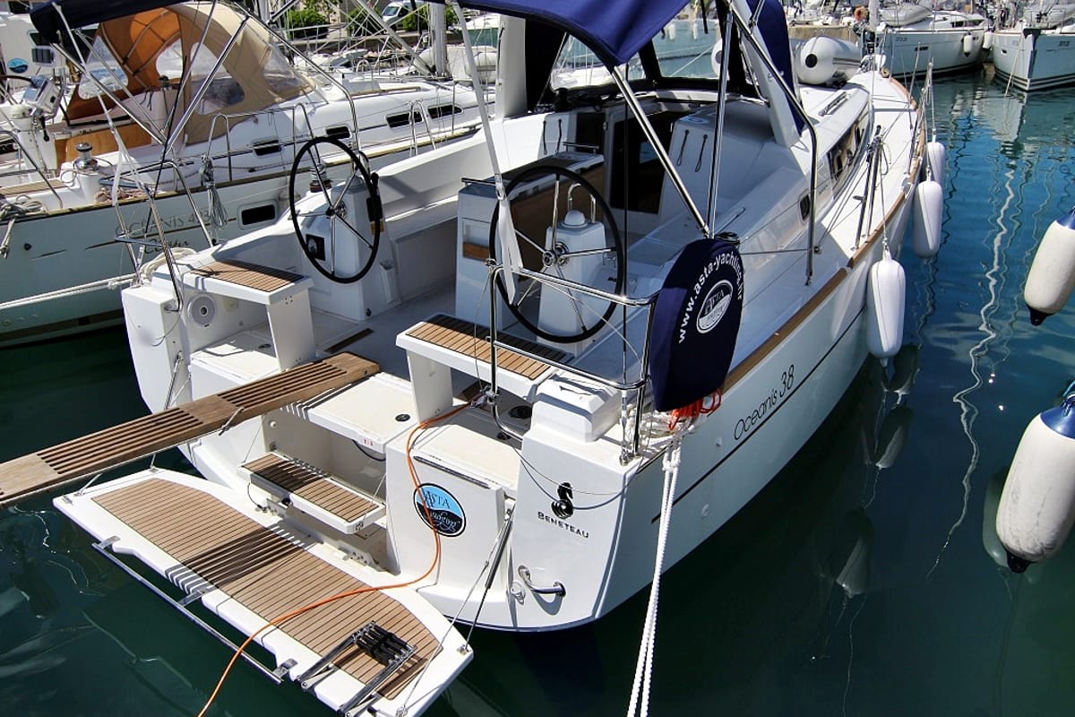 Cockpit of Aura, a Beneteau Oceanis 38.1 sailboat at Općina Sukošan, Croatia