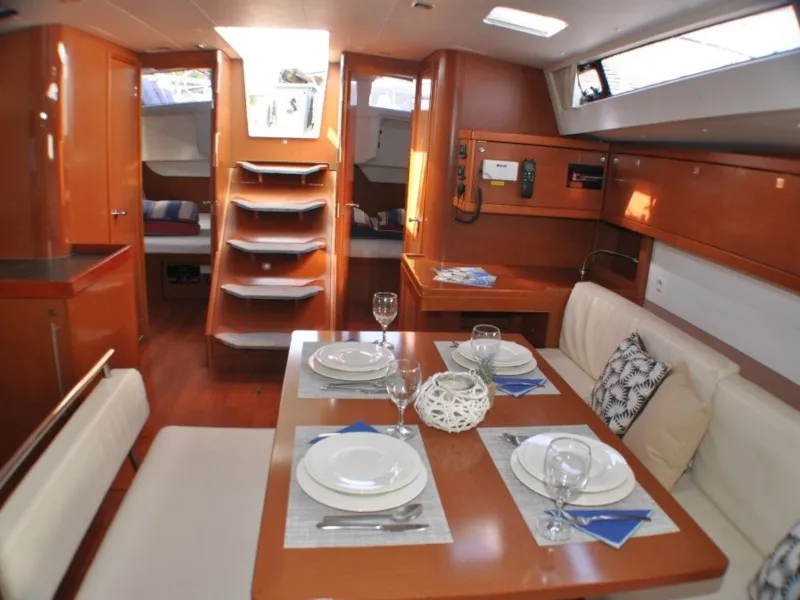 Salon of Cheeky Lady, a Beneteau Oceanis 48 sailboat at Punat, Croatia