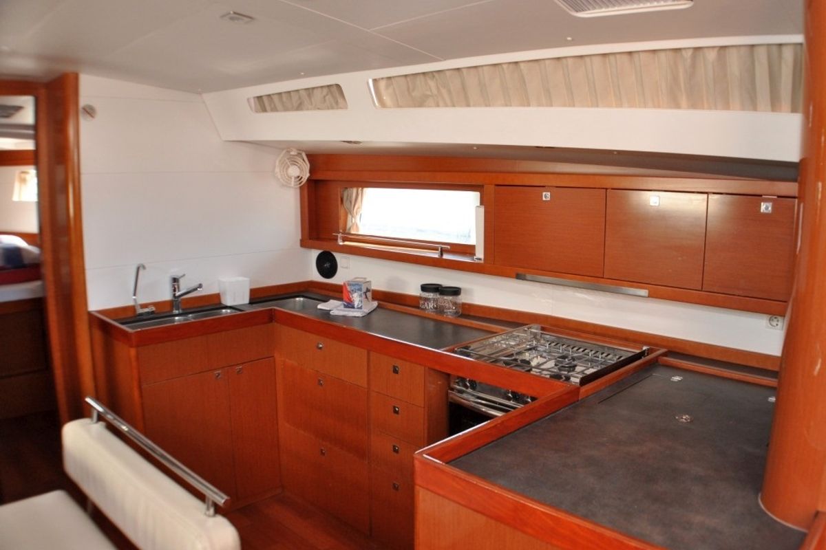 Galley of Cheeky Lady, a Beneteau Oceanis 48 sailboat at Punat, Croatia