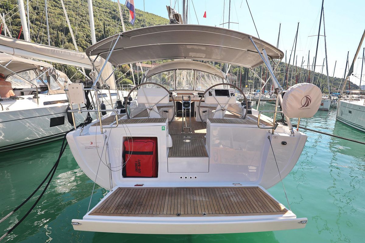Exterior view of Chloe, a Hanse Yachts Hanse 458 sailboat at Grad Kaštela, Croatia