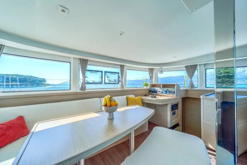 Salon of Olyntha, a Lagoon 42 catamaran at Grad Kaštela, Croatia