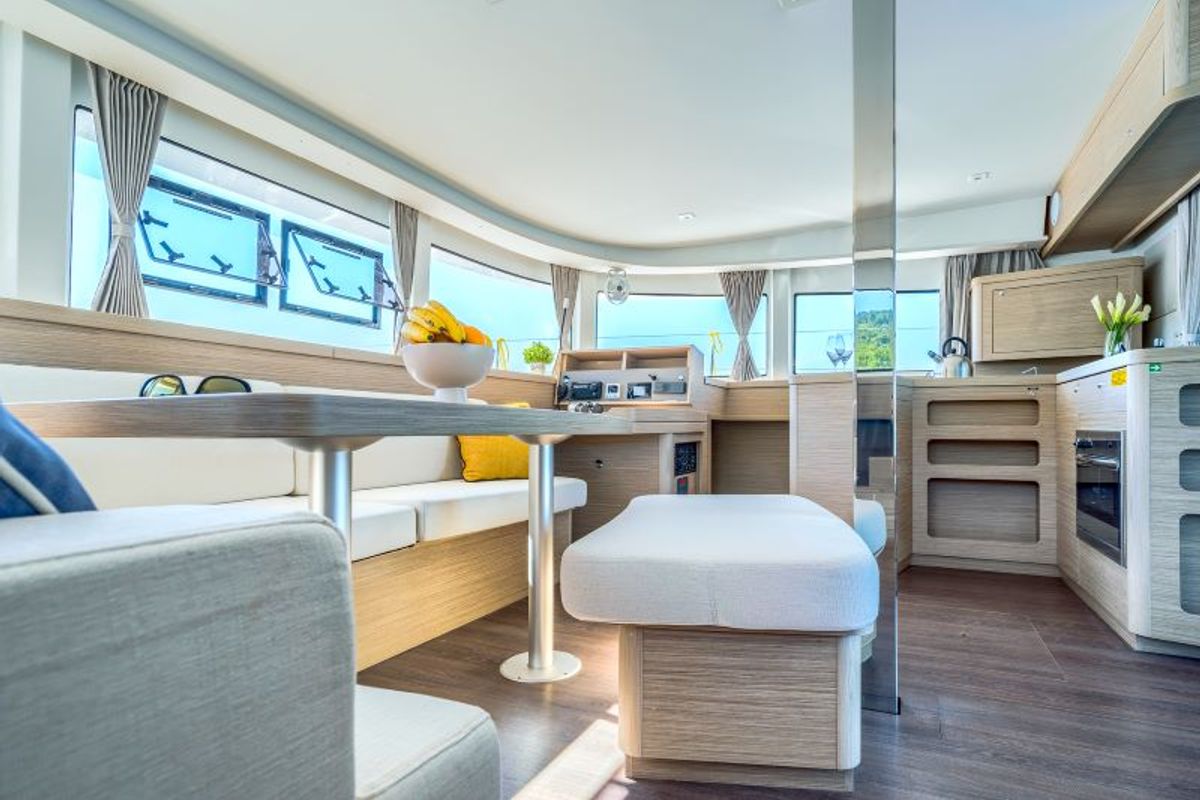 Salon of Olyntha, a Lagoon 42 catamaran at Grad Kaštela, Croatia