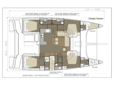 Floor plan of Angela, a Dufour Catamaran 48 catamaran at Salerno, Italy