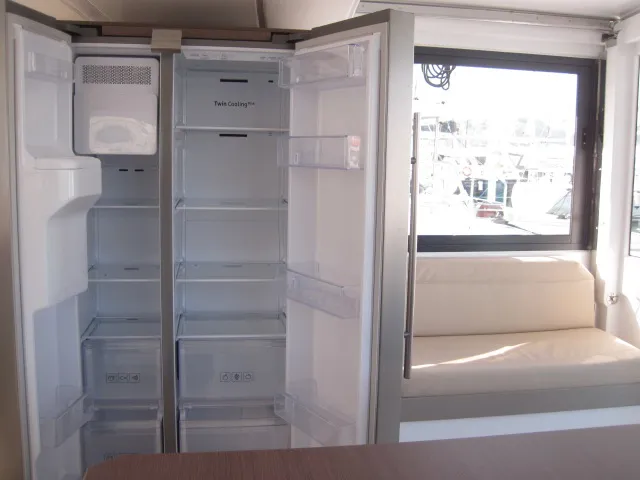 Galley of Maria Elena, a Bali 4.3 catamaran at Capo d'Orlando, Italy