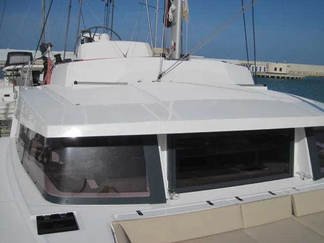 Exterior view of Maria Elena, a Bali 4.3 catamaran at Capo d'Orlando, Italy