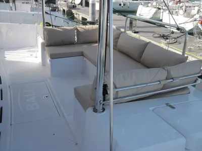Deck of Maria Elena, a Bali 4.3 catamaran at Capo d'Orlando, Italy